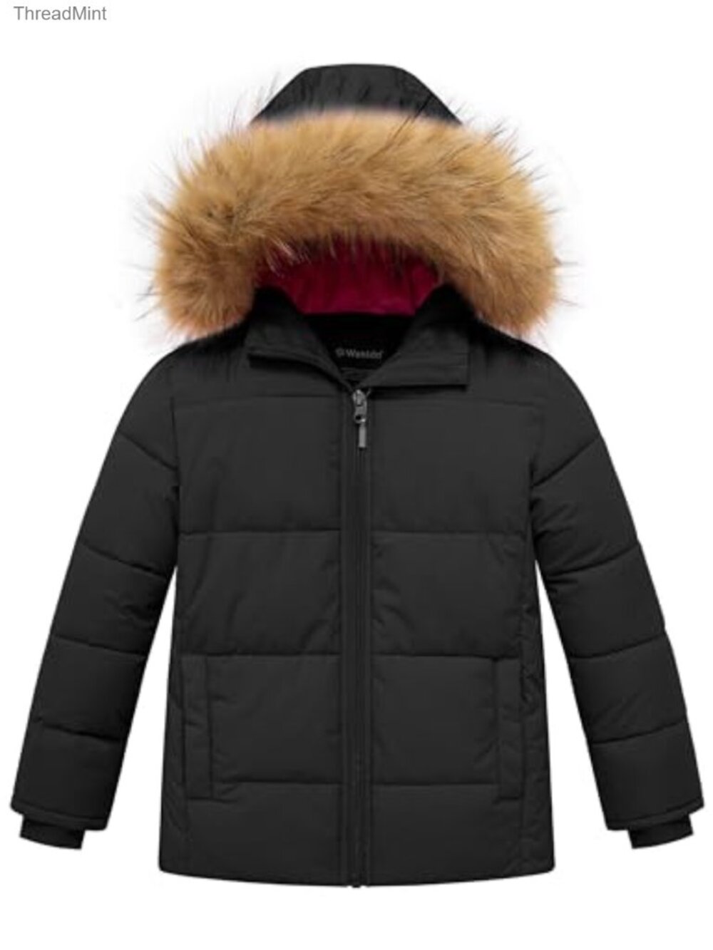 Girls Fleece Lined Winter Puffer Jacket Waterproof Hooded Coat